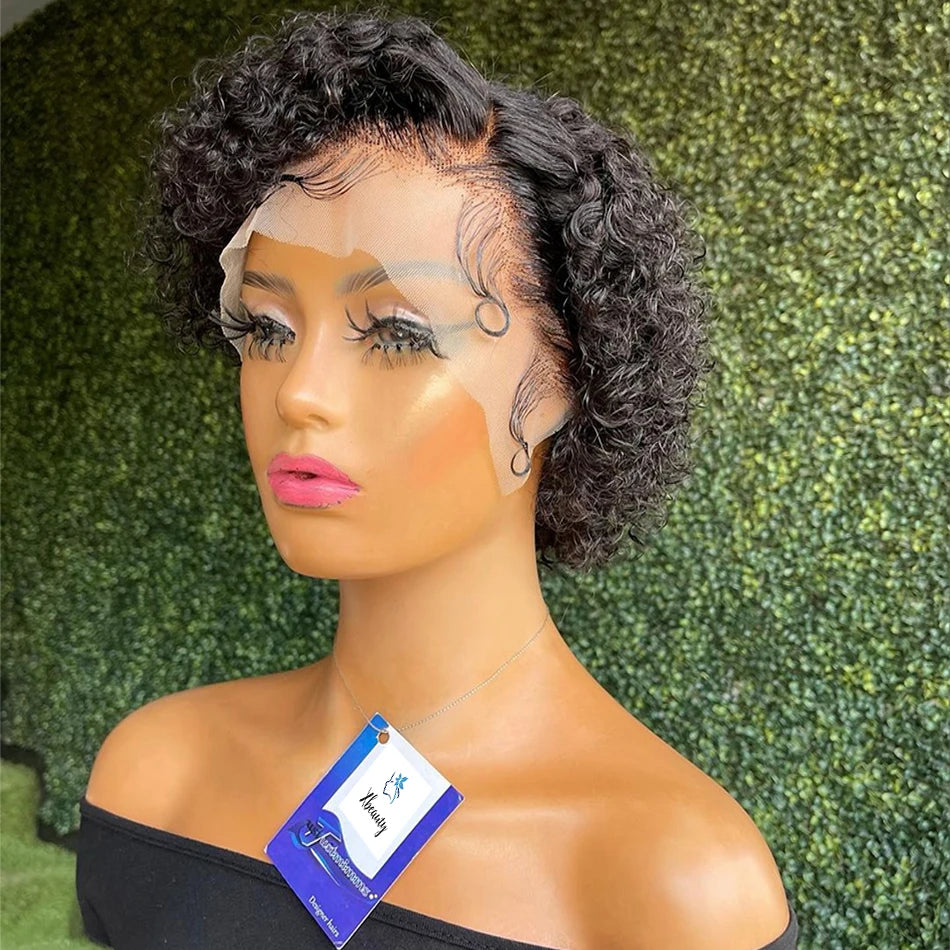 Pixie Curls 100% Human Hair Pixie Cut 13x4 Lace Frontal Wigs