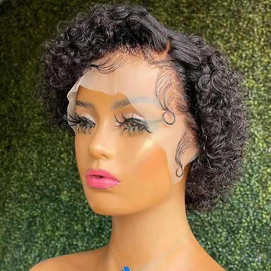 Pixie Curls 100% Human Hair Pixie Cut 13x4 Lace Frontal Wigs