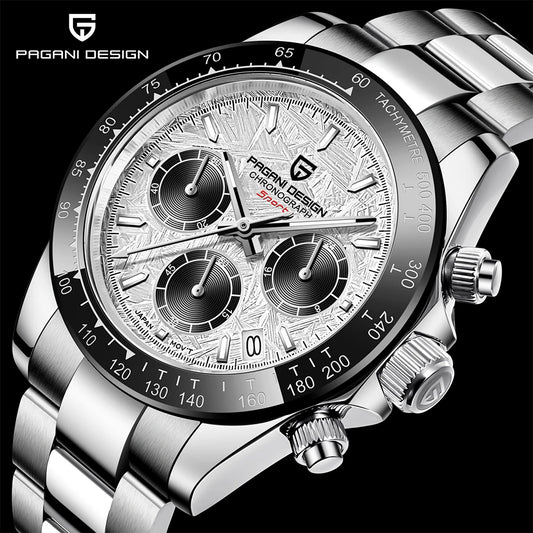 PAGANI DESIGN 2024 New PD-1644 Meteorite Dial Fashion Men Quartz Wristwatches 100M Sapphire Glass Chronograph relogio masculino