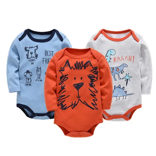 6 PCS 3 PCS Kavkas Baby Boys Girls Bodysuit Long Sleeve 100% Cotton Baby Clothes 0-12 months Newborn body bebe Jumpsuit Clothing