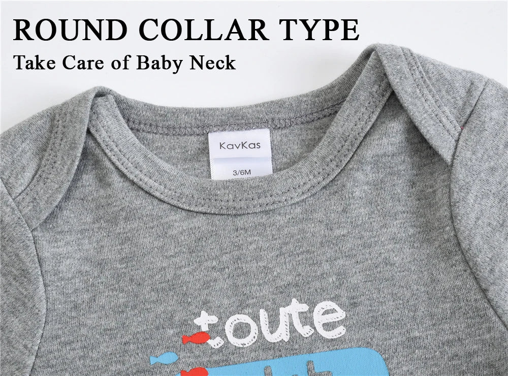 6 PCS 3 PCS Kavkas Baby Boys Girls Bodysuit Long Sleeve 100% Cotton Baby Clothes 0-12 months Newborn body bebe Jumpsuit Clothing