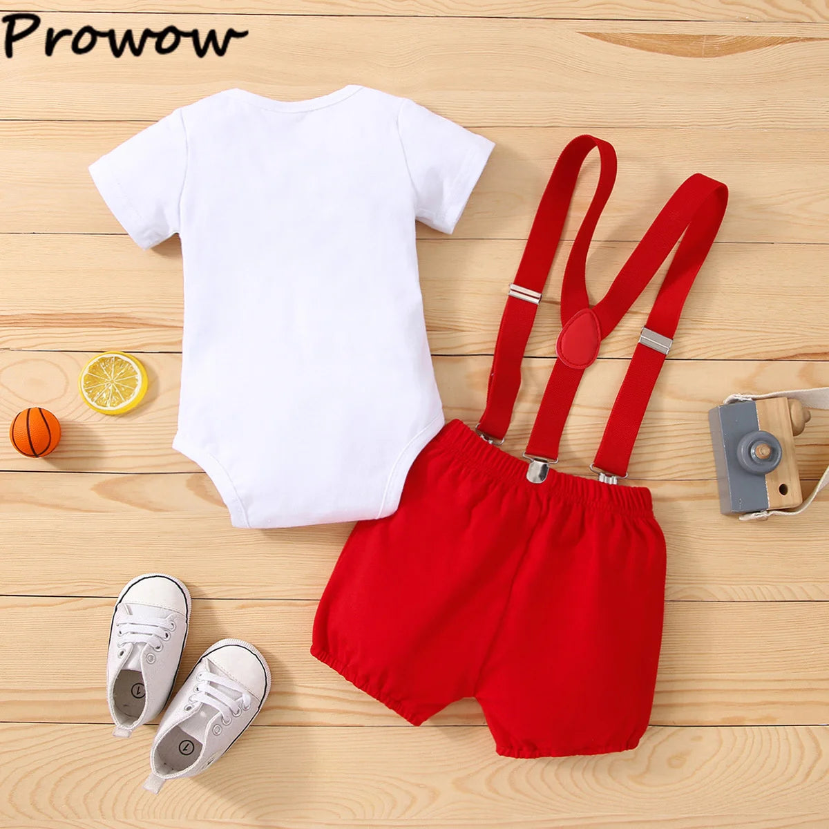 Baby Boys Outfits Sets Balloon Lette Bodysuit and Y-back Suspender Shorts Baby Clothes