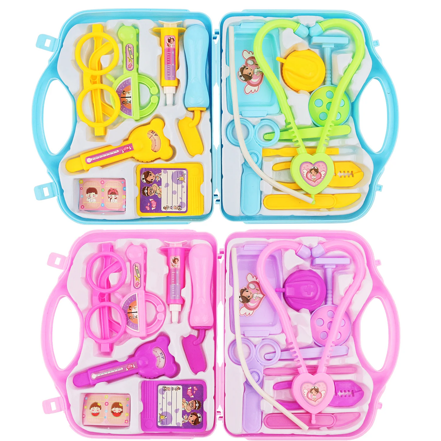 Children's doctor, playhouse toy, portable medicine box set, stethoscope, injection for girls and boys
