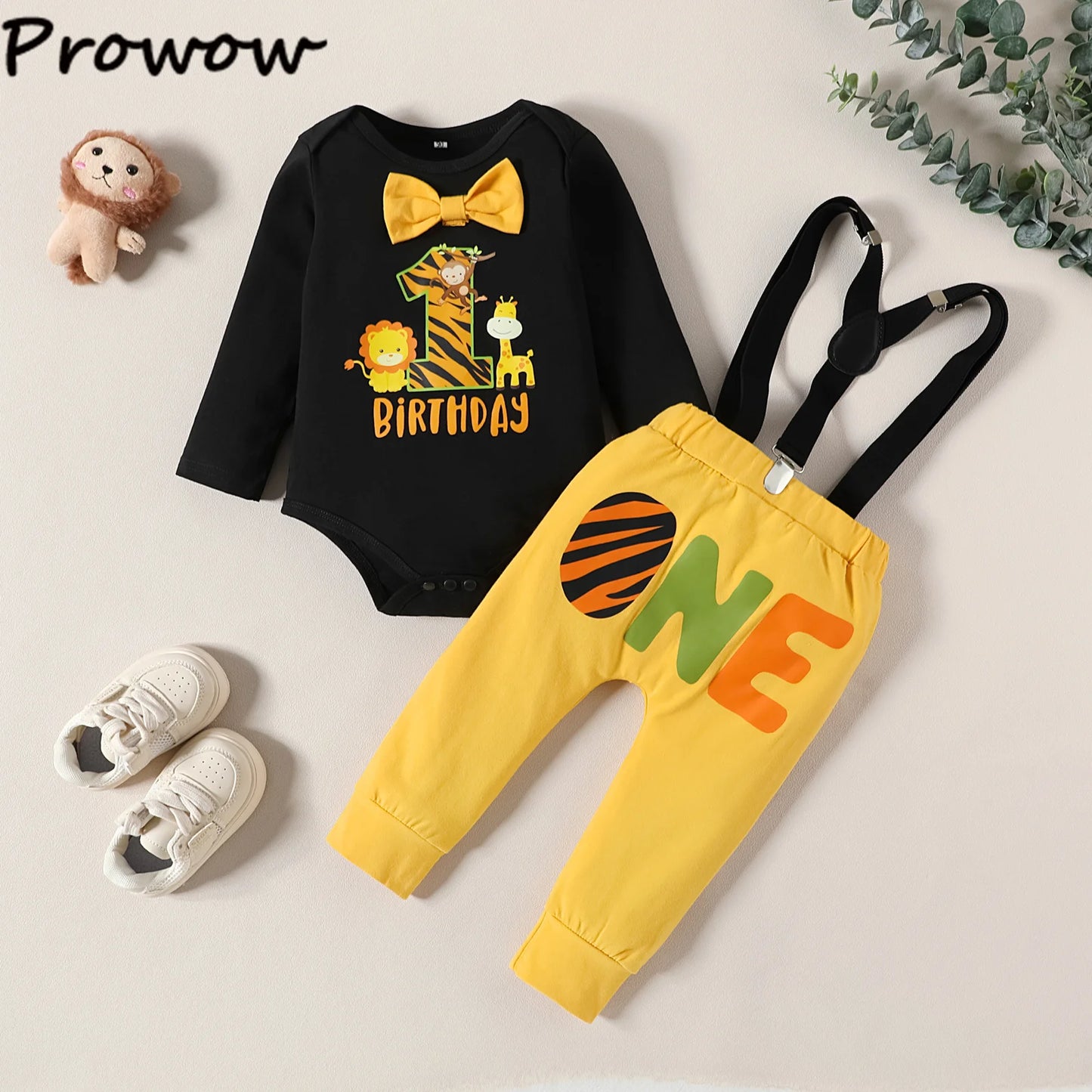 Baby Boys Outfits Sets Balloon Lette Bodysuit and Y-back Suspender Shorts Baby Clothes