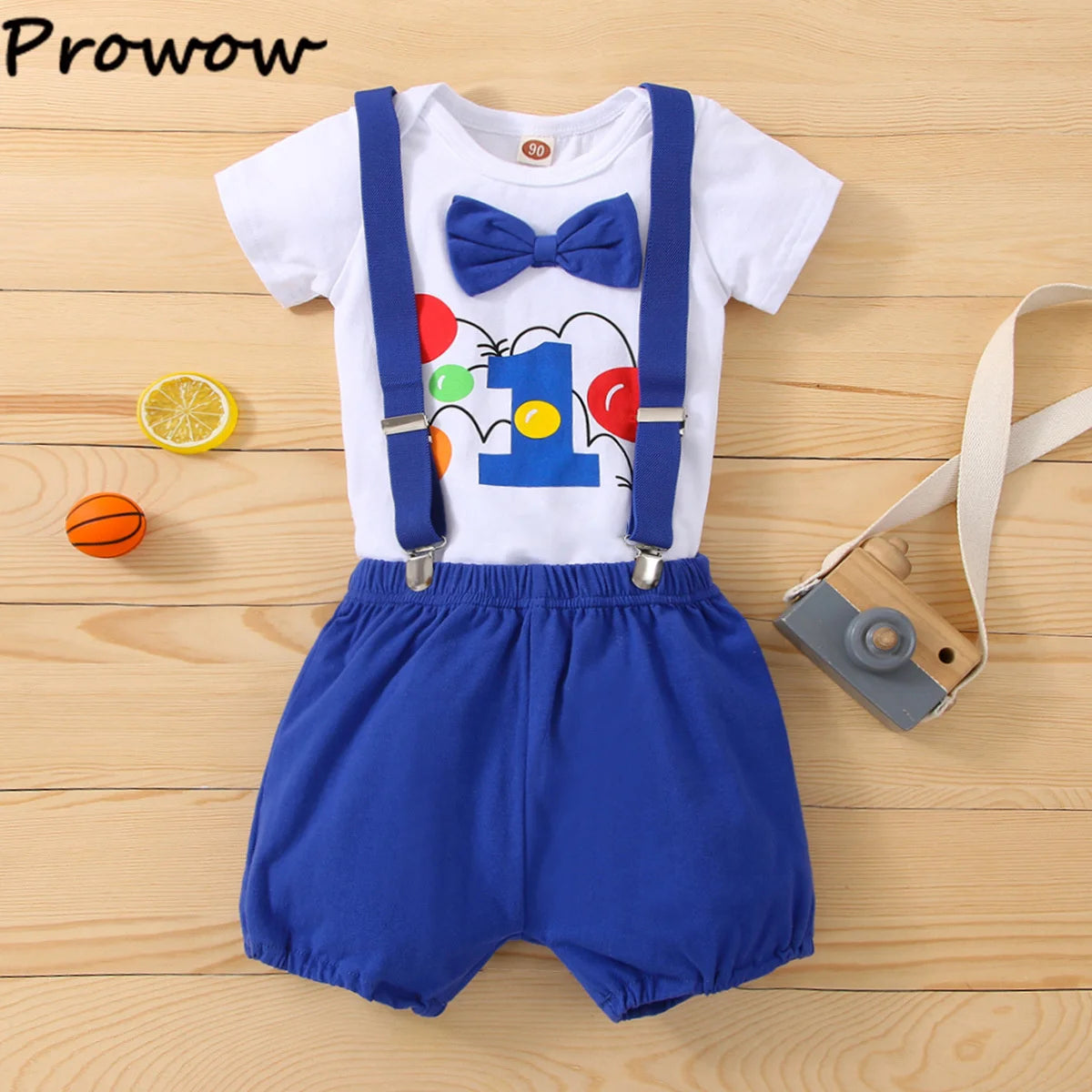 Baby Boys Outfits Sets Balloon Lette Bodysuit and Y-back Suspender Shorts Baby Clothes