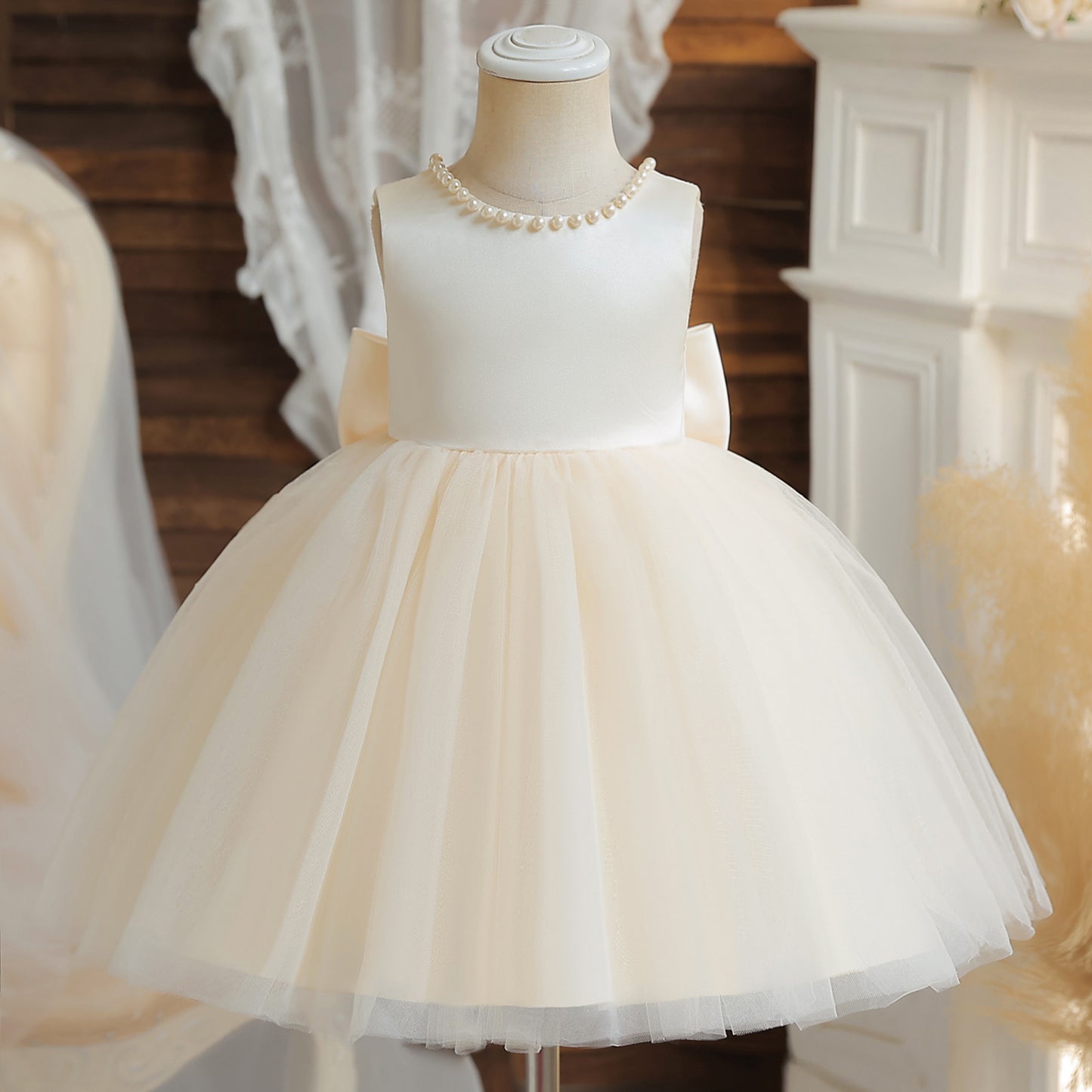 Green Christmas Dress for Girls Toddler Kids 1st Birthday Party Gown Elegant Princess Beaded Backless Baby Girl Wedding Vestidos