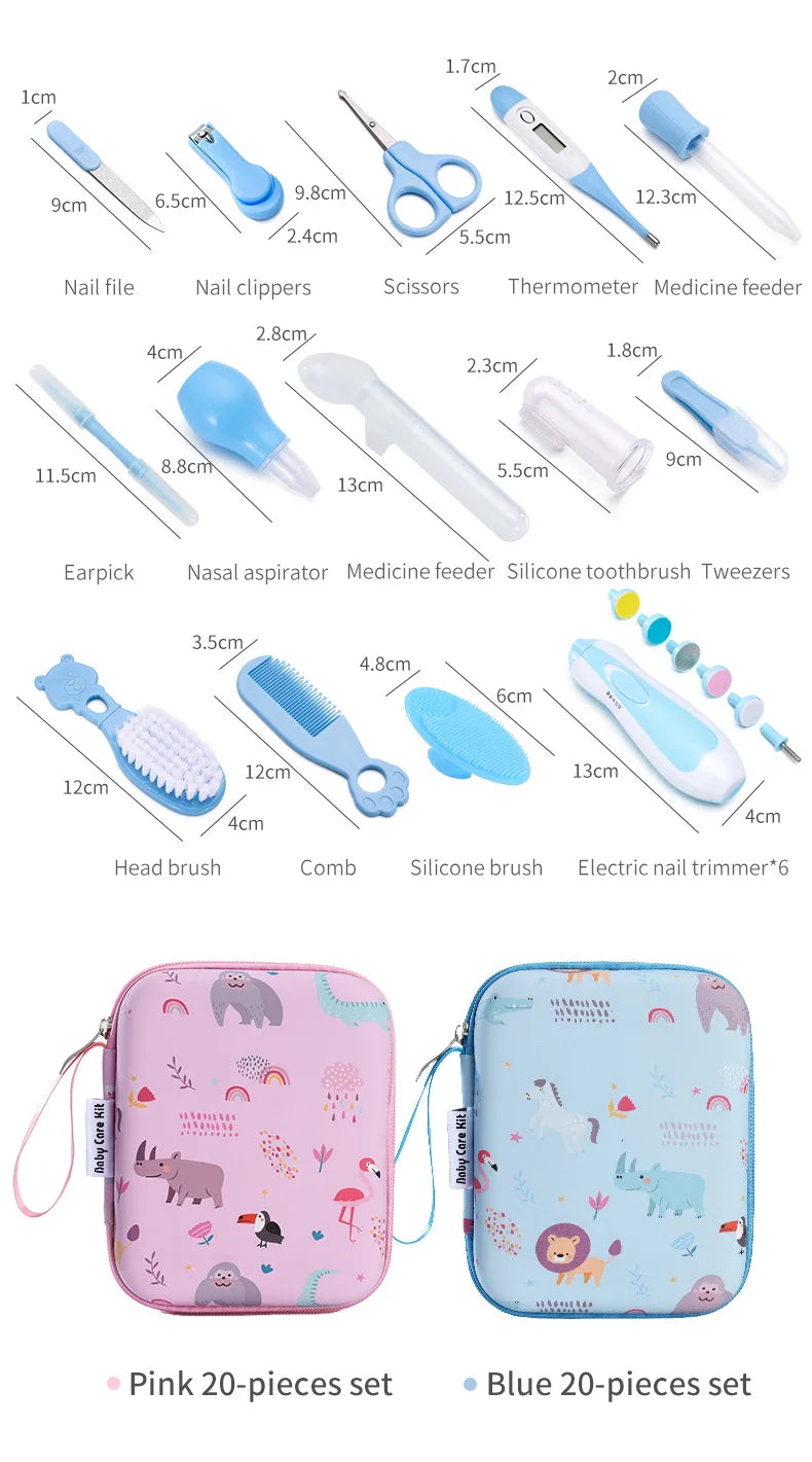 20PCS Baby Grooming and Health Kit Safety Care Set Newborn Nursery Health Care Set with Hair Comb Nail Trimmer Nose Cleaner