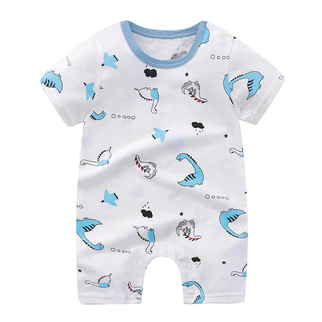 Baby Short Sleeve Rompers Infant Boys Girls Cartoon Cotton Jumpsuit