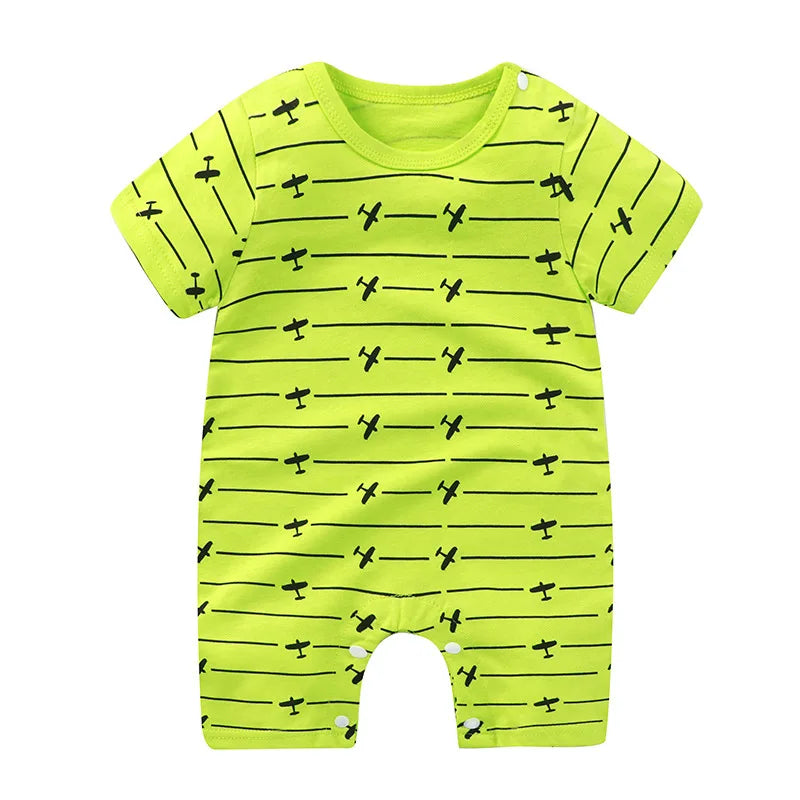 Baby Short Sleeve Rompers Infant Boys Girls Cartoon Cotton Jumpsuit