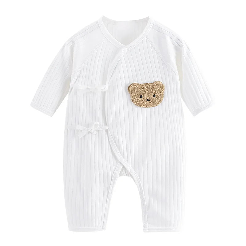 Boys Girls One Piece Outfit 100% Cotton Newborn Baby Long Sleeve Romper Infant Solid Knitting Thin Jumpsuit For Seasons