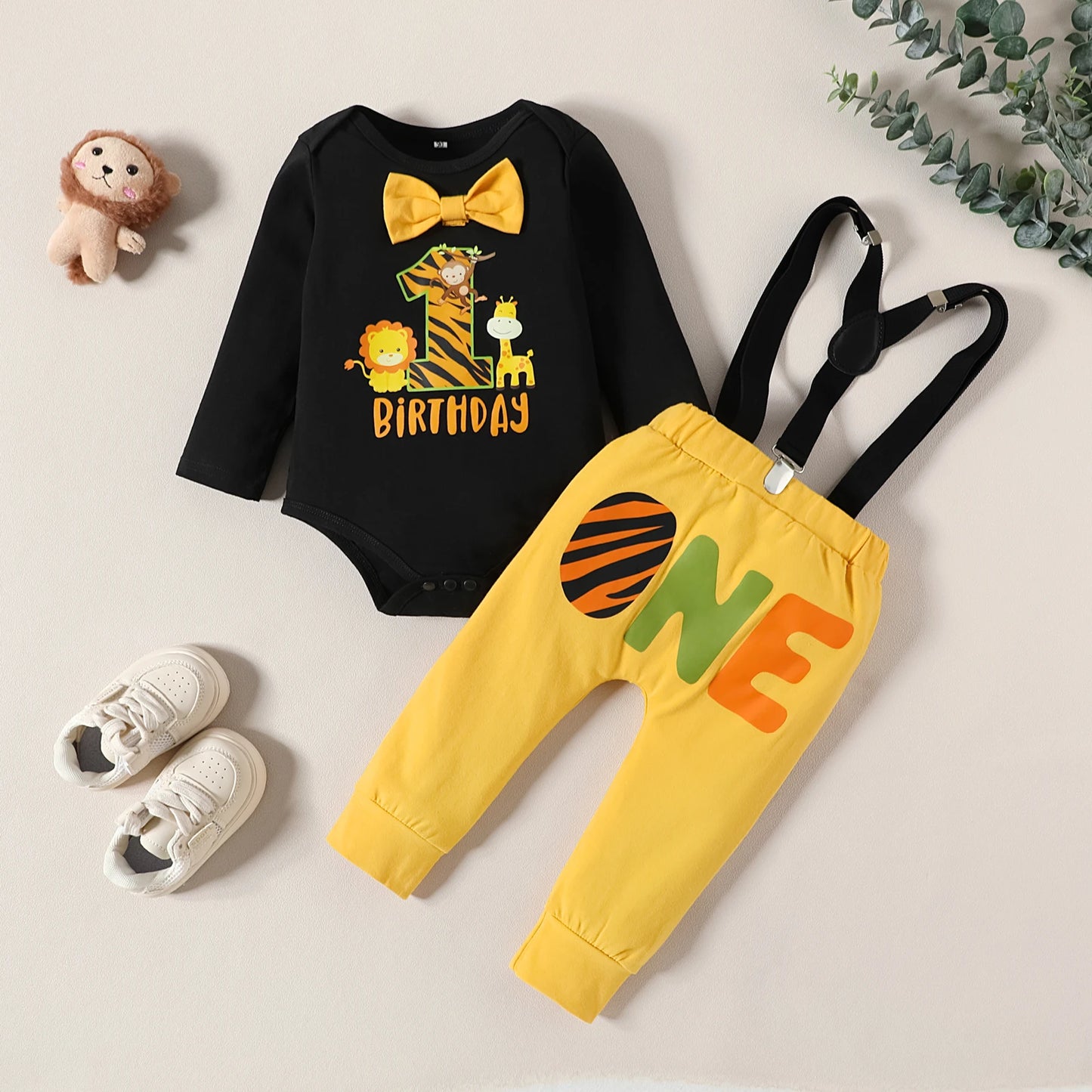 Baby Boys Outfits Sets Balloon Lette Bodysuit and Y-back Suspender Shorts Baby Clothes