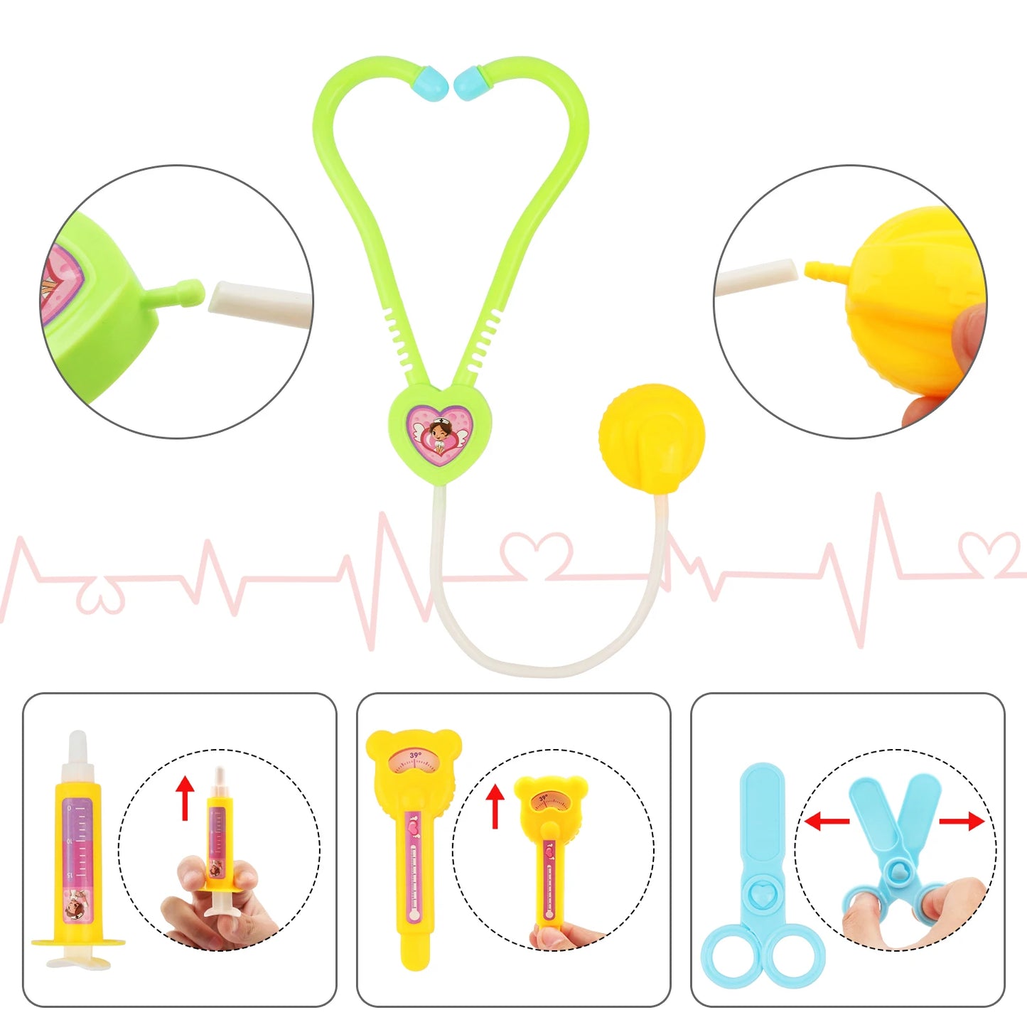 Children's doctor, playhouse toy, portable medicine box set, stethoscope, injection for girls and boys