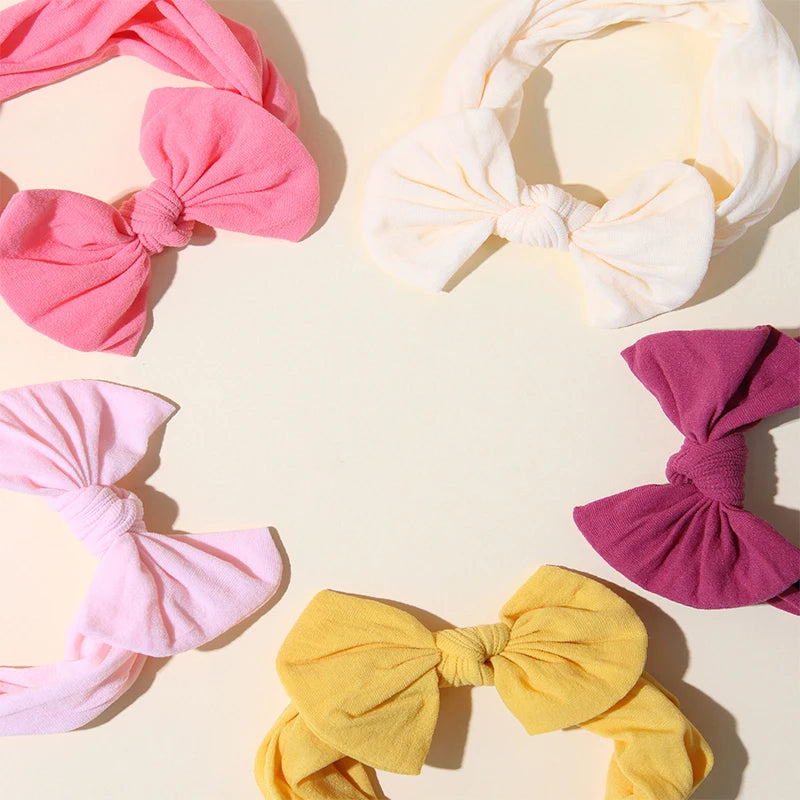 5Pcs Cute Bows Baby Headband Soft Elastic Baby Girl Hair Bands For Newborn Infant Turban Headwear Baby Hair Accessories