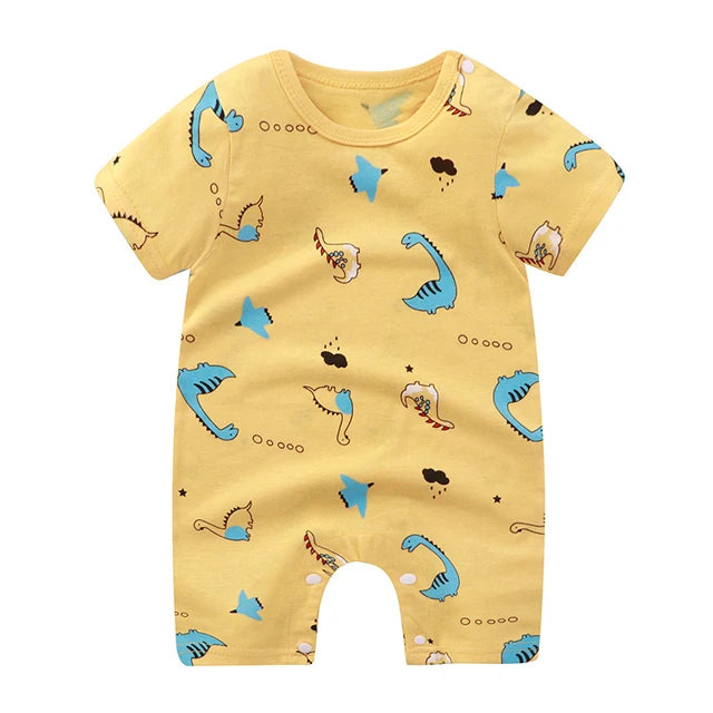 Baby Short Sleeve Rompers Infant Boys Girls Cartoon Cotton Jumpsuit