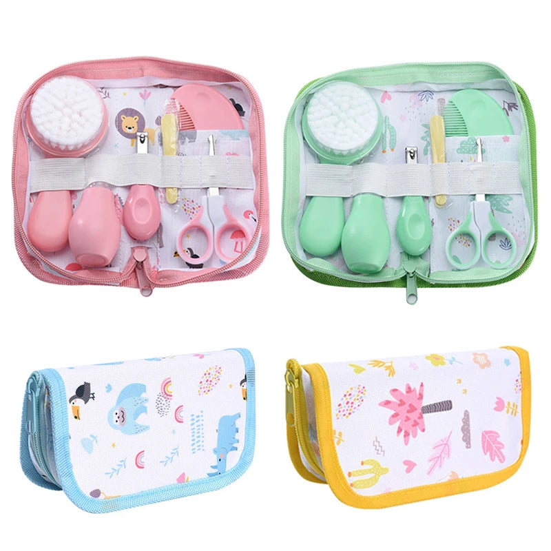 6Pcs Baby Care Kit+Storage Bag Nasal Aspirator Nail Scissors Hair Comb Brush Cleaning Tools Set Newborn Gift Kids Healthcare Kit