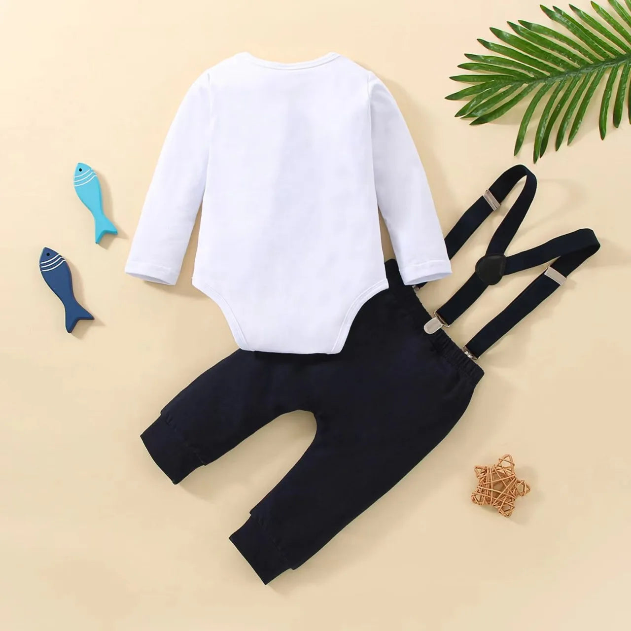 Baby Boys Outfits Sets Balloon Lette Bodysuit and Y-back Suspender Shorts Baby Clothes
