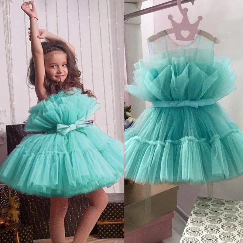 Toddler Baby Girls Lace Dresses Embroidery Elegant Christmas Princess Dresses for 1-5 Yrs Newborn Infant Outfits Green Christmas