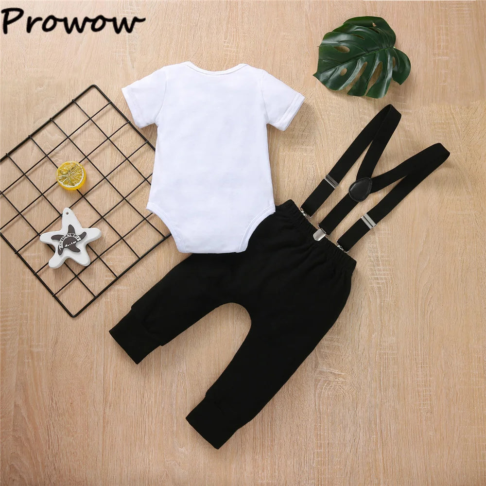 Baby Boys Outfits Sets Balloon Lette Bodysuit and Y-back Suspender Shorts Baby Clothes