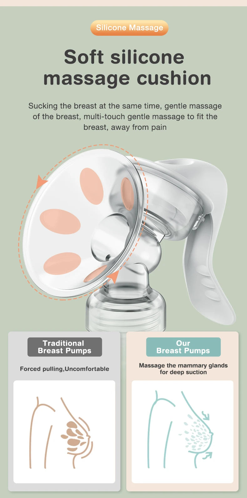 MAMIJOY Breast Pump Baby Nipple Manual Suction Milk Pump Feeding Breasts Pumps Milk Bottle Sucking Postpartum Supplies BPA Free