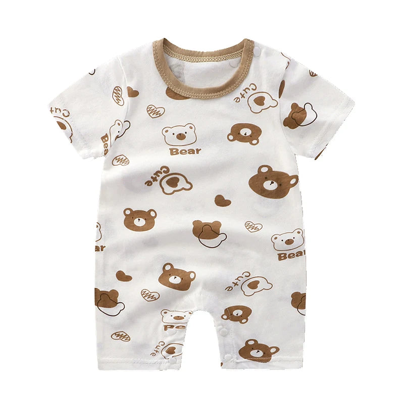Baby Short Sleeve Rompers Infant Boys Girls Cartoon Cotton Jumpsuit