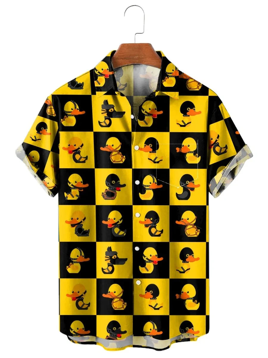 Men's shirt 3D cute pig animal print high-quality men's clothing loose oversized shirt fashionable casual short sleeved