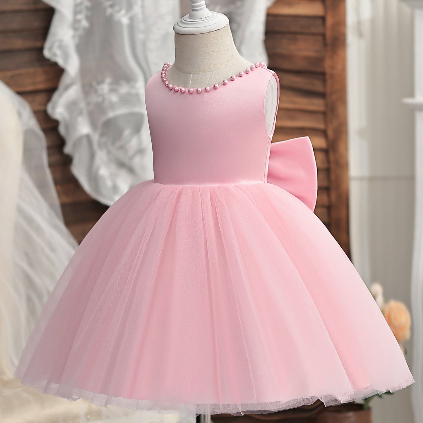 Green Christmas Dress for Girls Toddler Kids 1st Birthday Party Gown Elegant Princess Beaded Backless Baby Girl Wedding Vestidos
