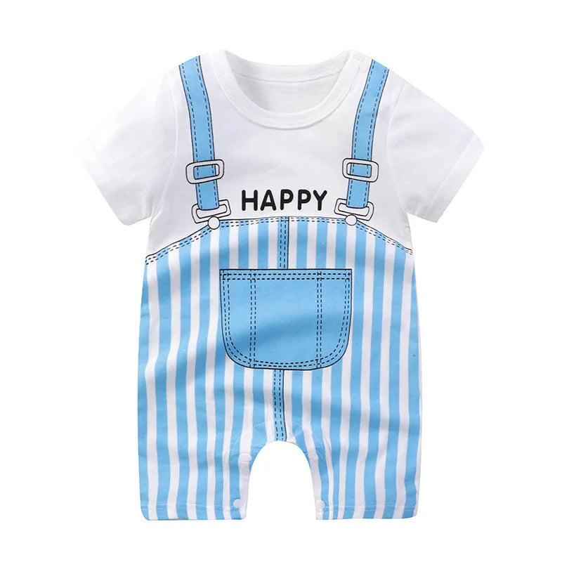 Baby Short Sleeve Rompers Infant Boys Girls Cartoon Cotton Jumpsuit