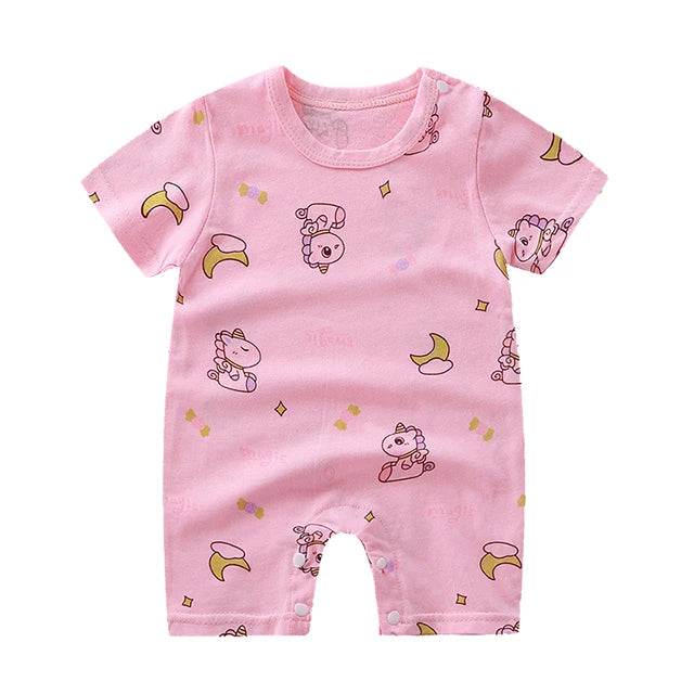 Baby Short Sleeve Rompers Infant Boys Girls Cartoon Cotton Jumpsuit