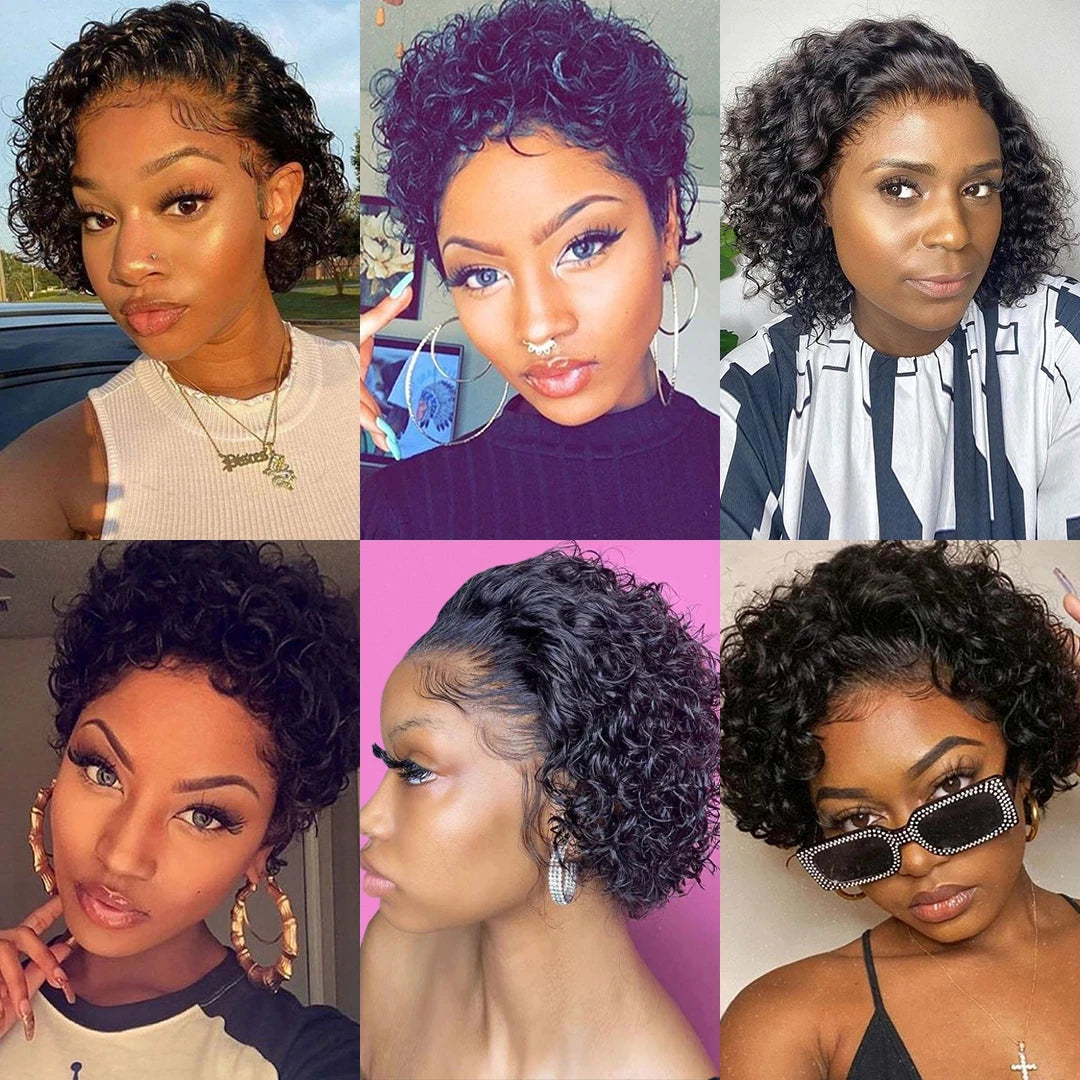 Pixie Curls 100% Human Hair Pixie Cut 13x4 Lace Frontal Wigs