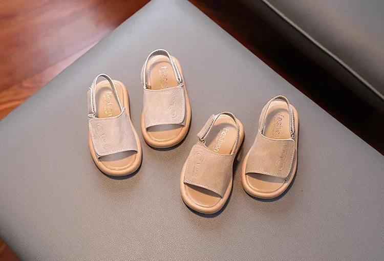 Sandals for Boys Fashion Summer Shoes 1-3-6 Years Girls Open Toe Matte Pu Leather Shoes Sandals Children Slippers