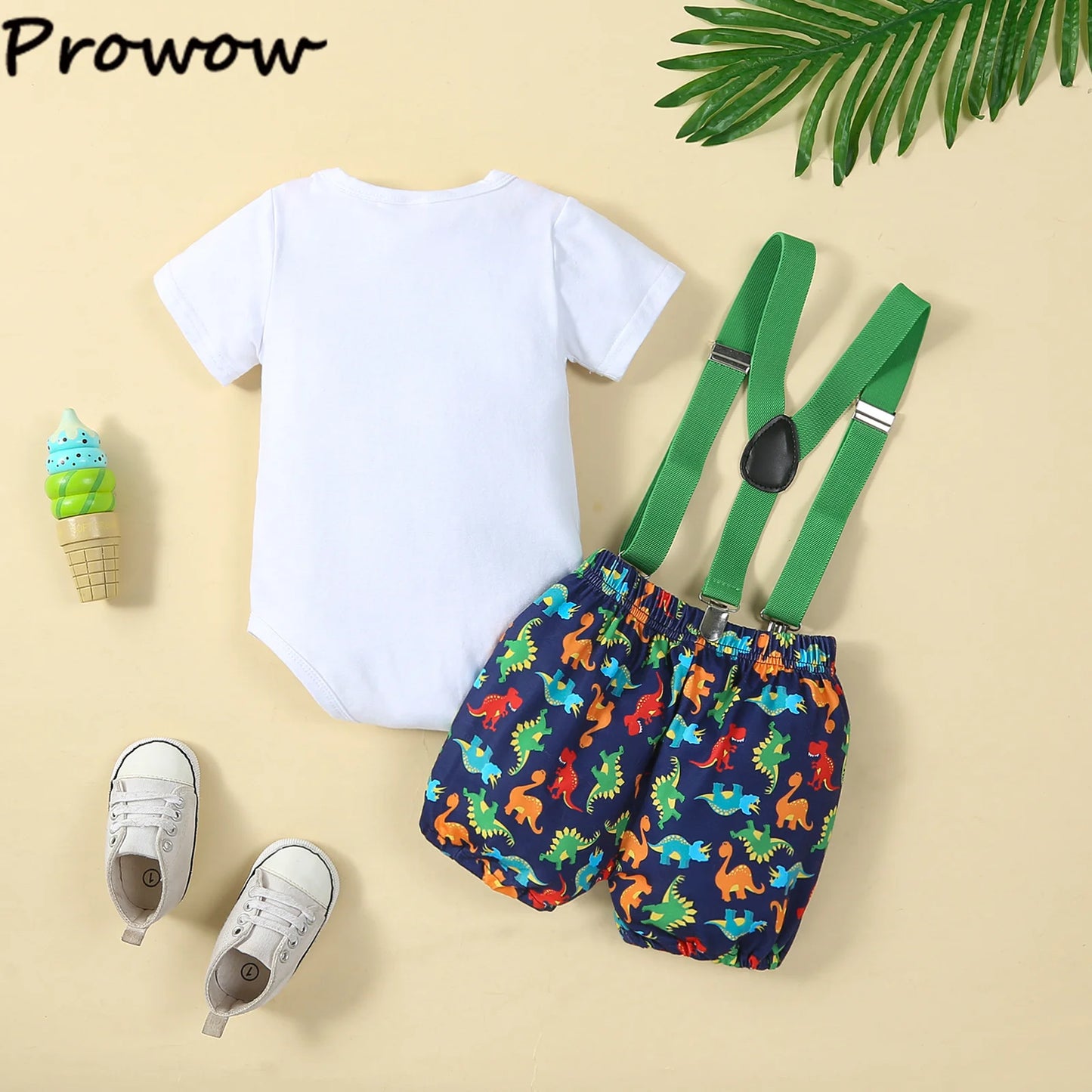 Baby Boys Outfits Sets Balloon Lette Bodysuit and Y-back Suspender Shorts Baby Clothes