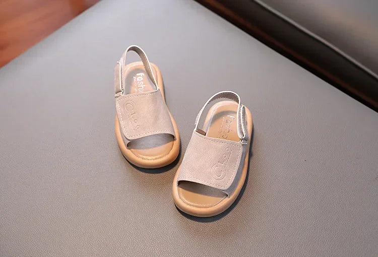 Sandals for Boys Fashion Summer Shoes 1-3-6 Years Girls Open Toe Matte Pu Leather Shoes Sandals Children Slippers