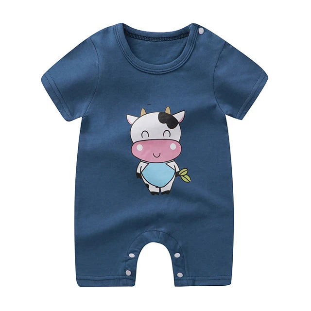 Baby Short Sleeve Rompers Infant Boys Girls Cartoon Cotton Jumpsuit
