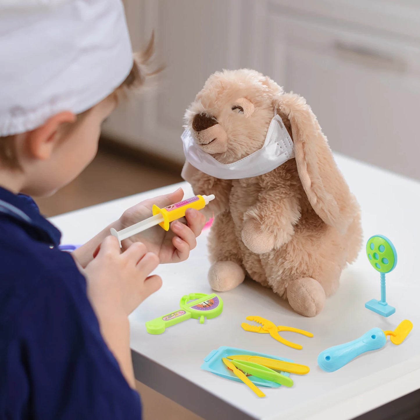 Children's doctor, playhouse toy, portable medicine box set, stethoscope, injection for girls and boys