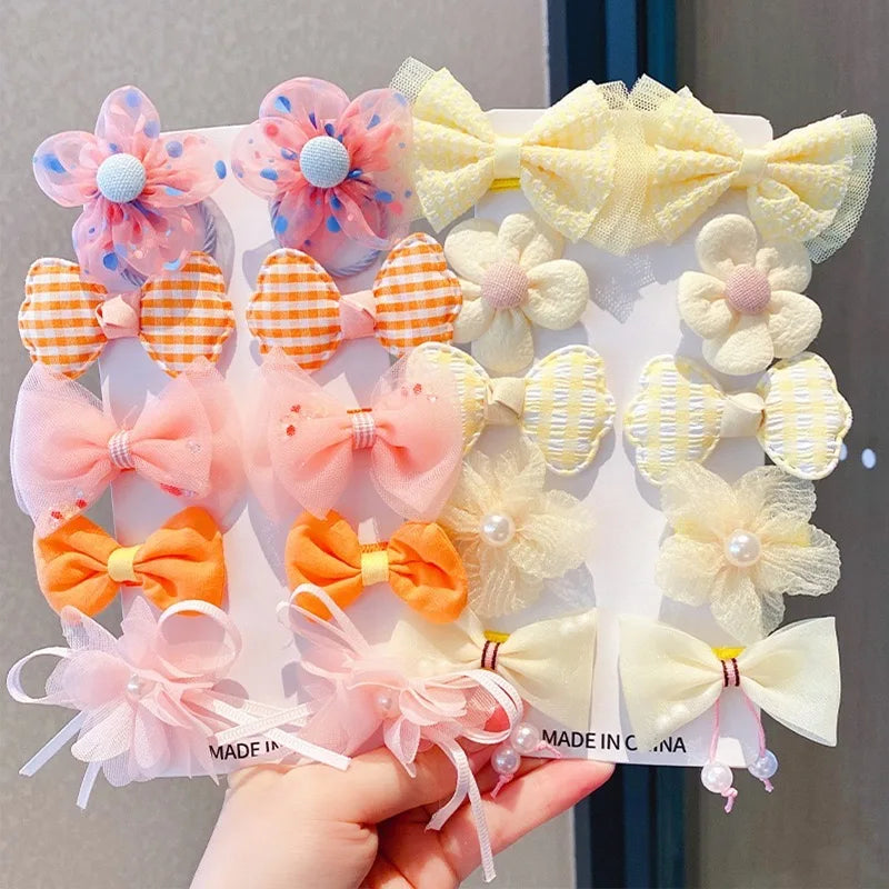 10 Pcs/Set Fantasy Themed Flower and Bow Hair Clips with Mesh and Iron, Embellished with Spikes for Girls Ages 3-6 Years