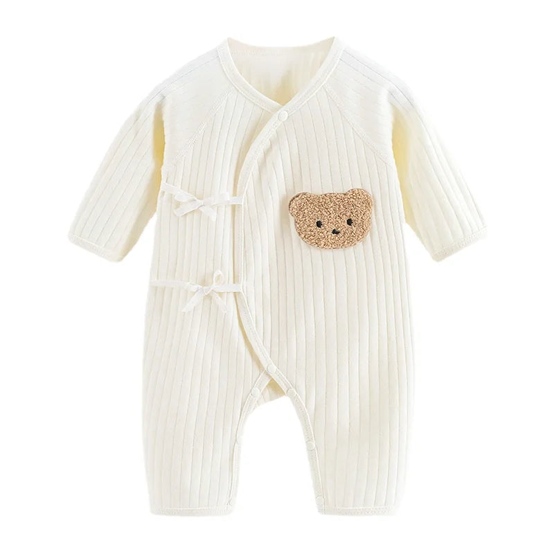 Boys Girls One Piece Outfit 100% Cotton Newborn Baby Long Sleeve Romper Infant Solid Knitting Thin Jumpsuit For Seasons
