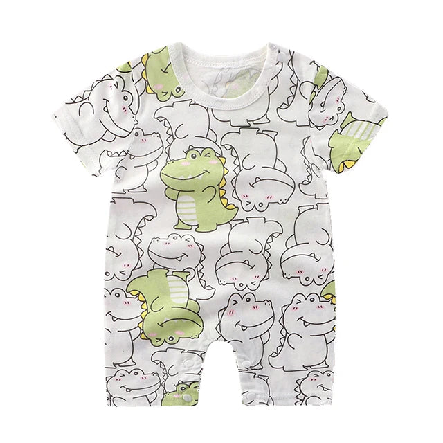 Baby Short Sleeve Rompers Infant Boys Girls Cartoon Cotton Jumpsuit