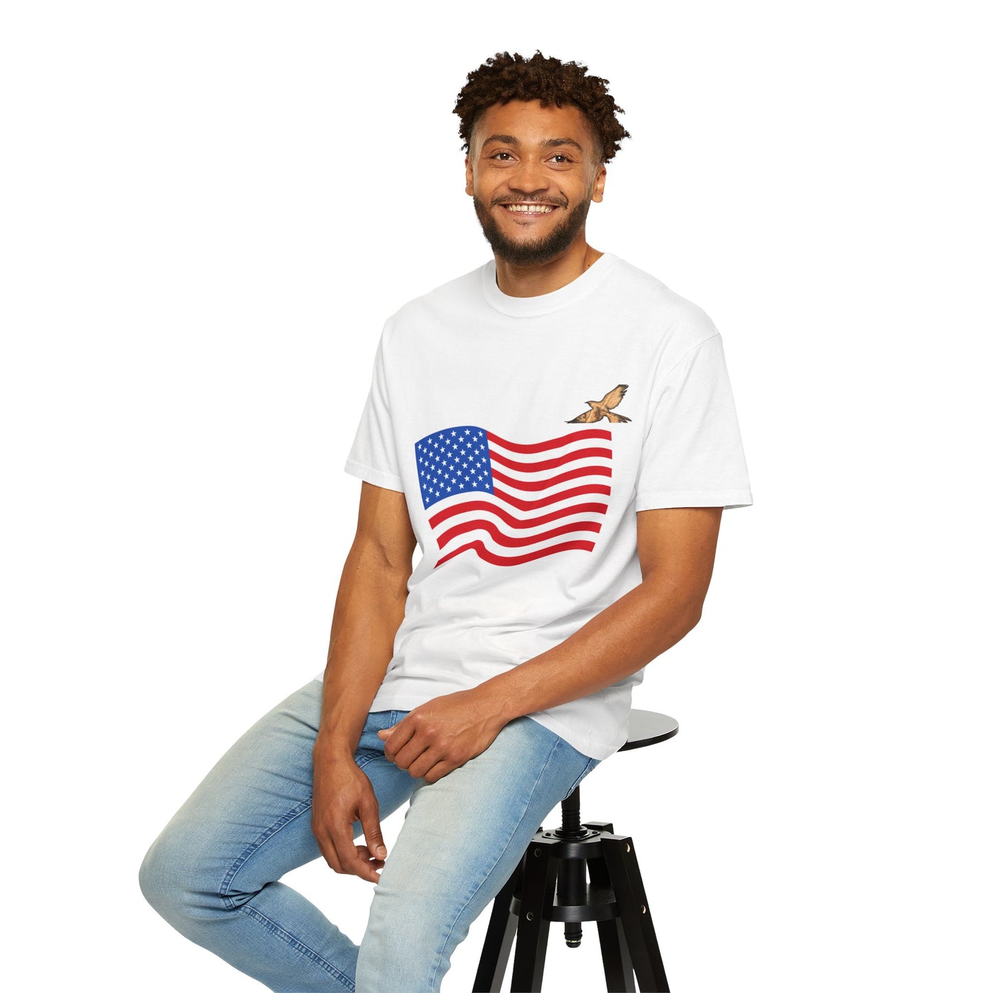 American Flag T-Shirt with Soaring Eagle – Patriotic USA Tee for 4th of July