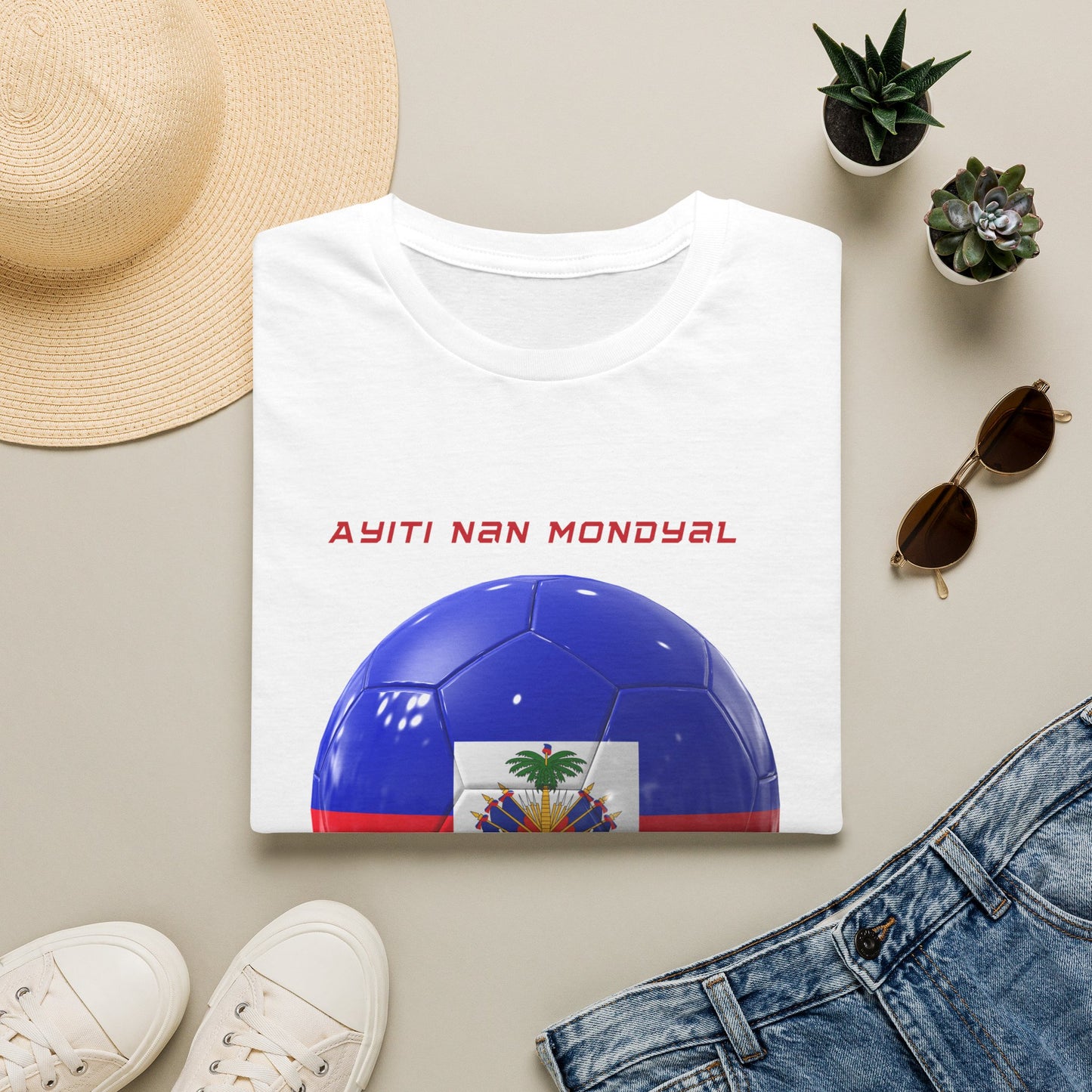 Haiti Soccer Ball T‑Shirt — “Ayiti Nan Mondyal” Haitian Pride Tee
