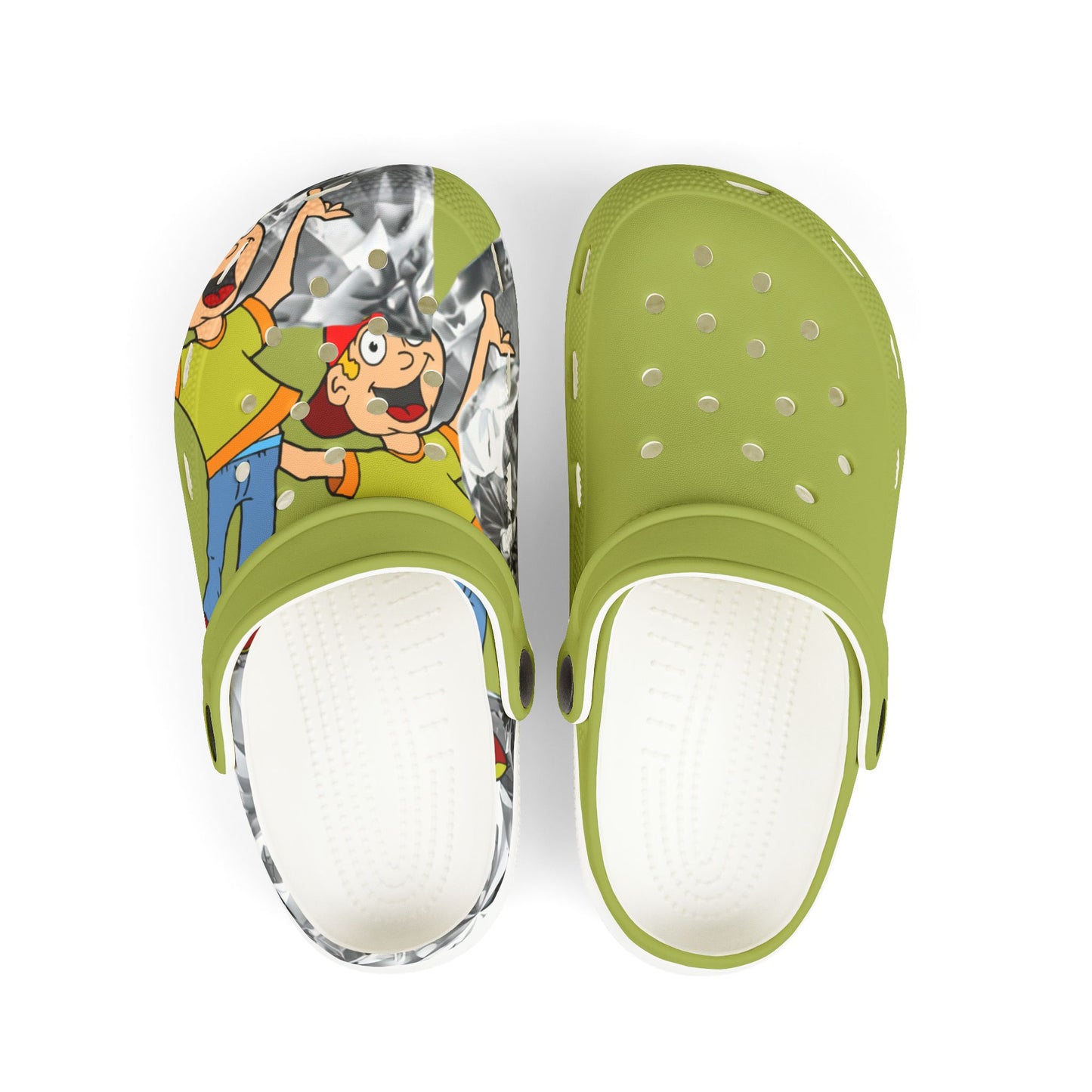 Kids Pirate Cartoon EVA Clogs — Lightweight Green Slip-On Shoes