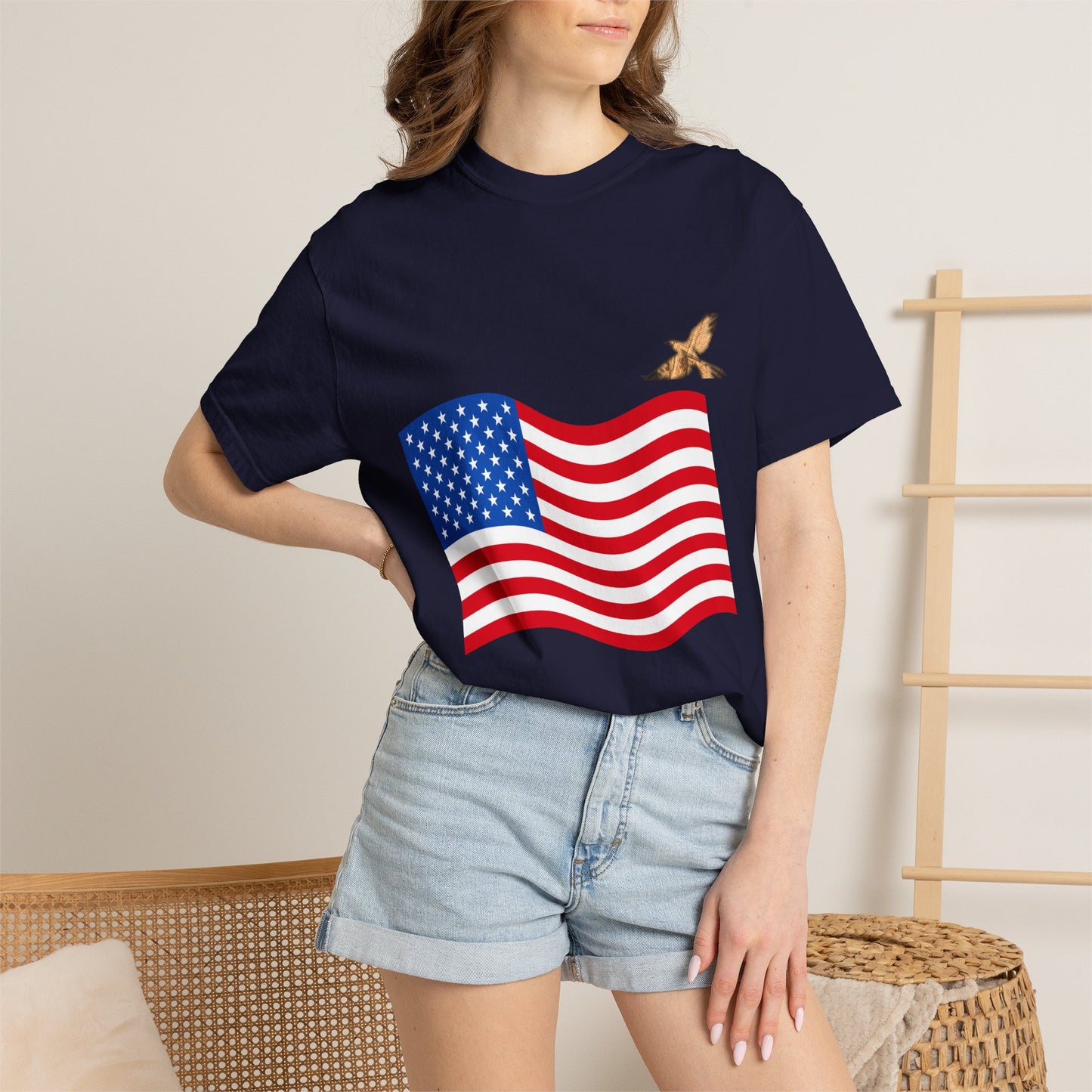 American Flag T-Shirt with Soaring Eagle – Patriotic USA Tee for 4th of July