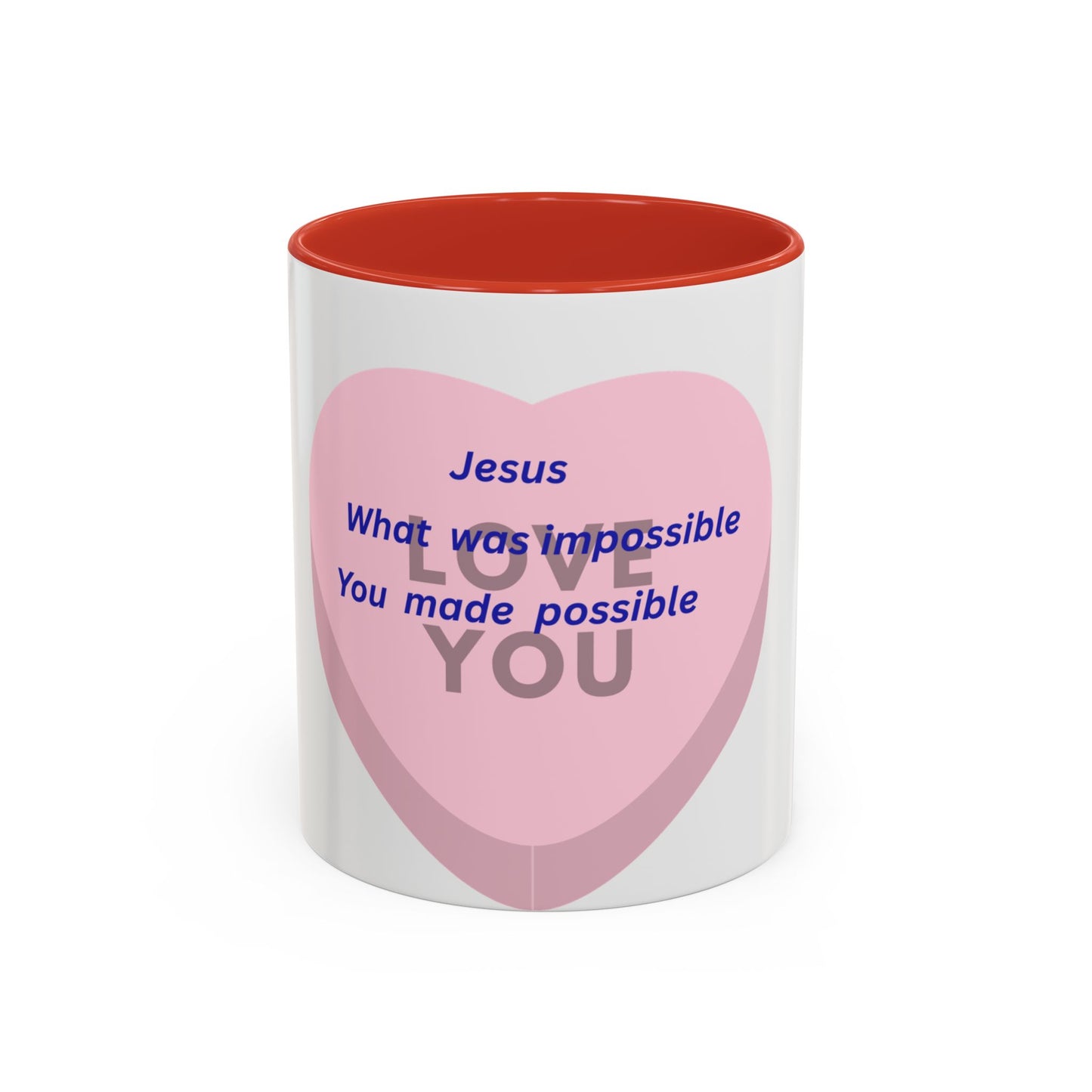 Jesus Made Possible Coffee Mug — Inspirational Pink Heart Accent Mug (11/15oz)