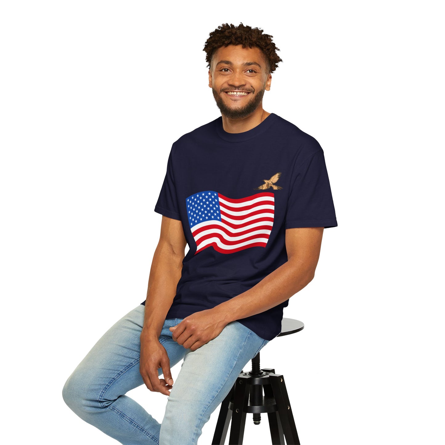 American Flag T-Shirt with Soaring Eagle – Patriotic USA Tee for 4th of July