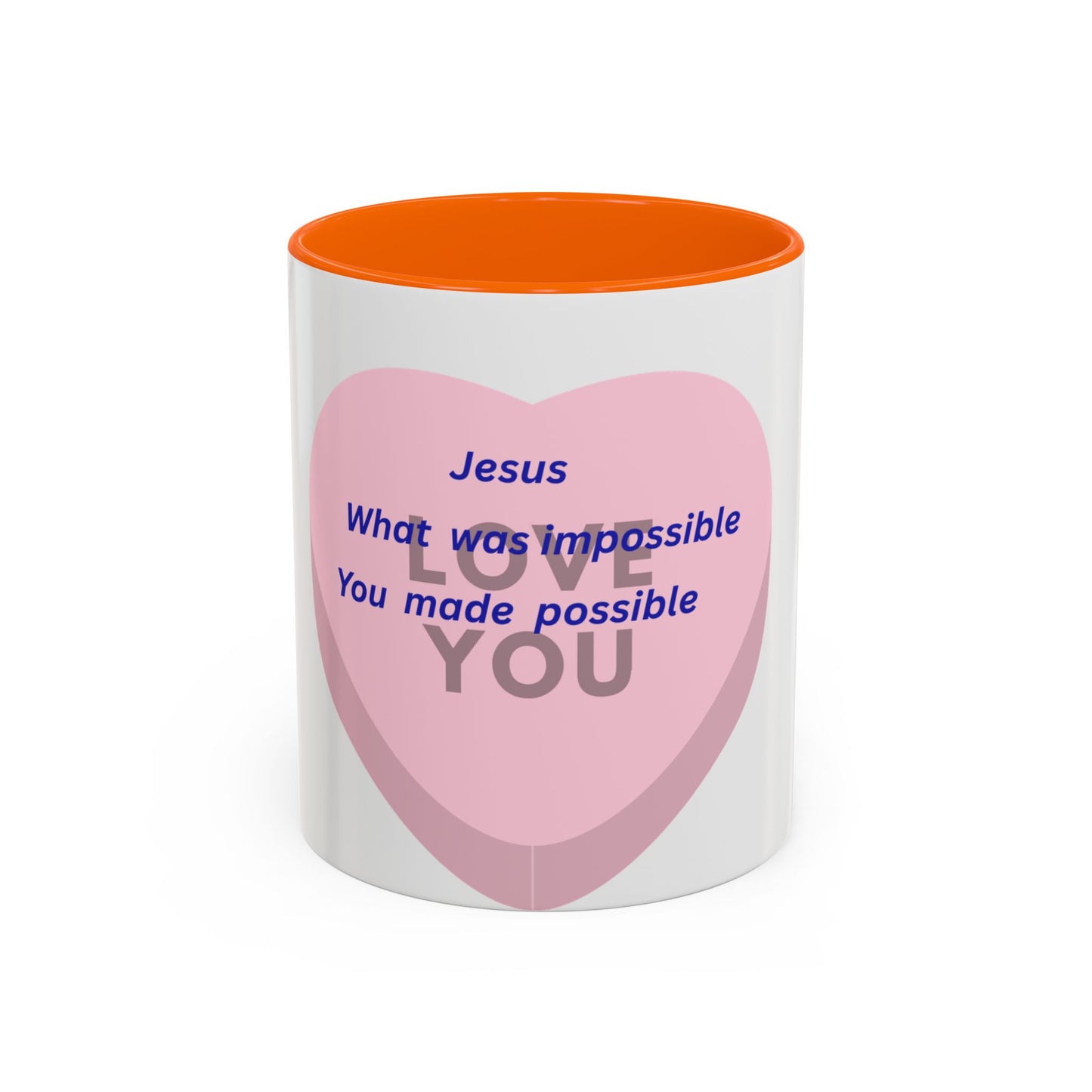 Jesus Made Possible Coffee Mug — Inspirational Pink Heart Accent Mug (11/15oz)