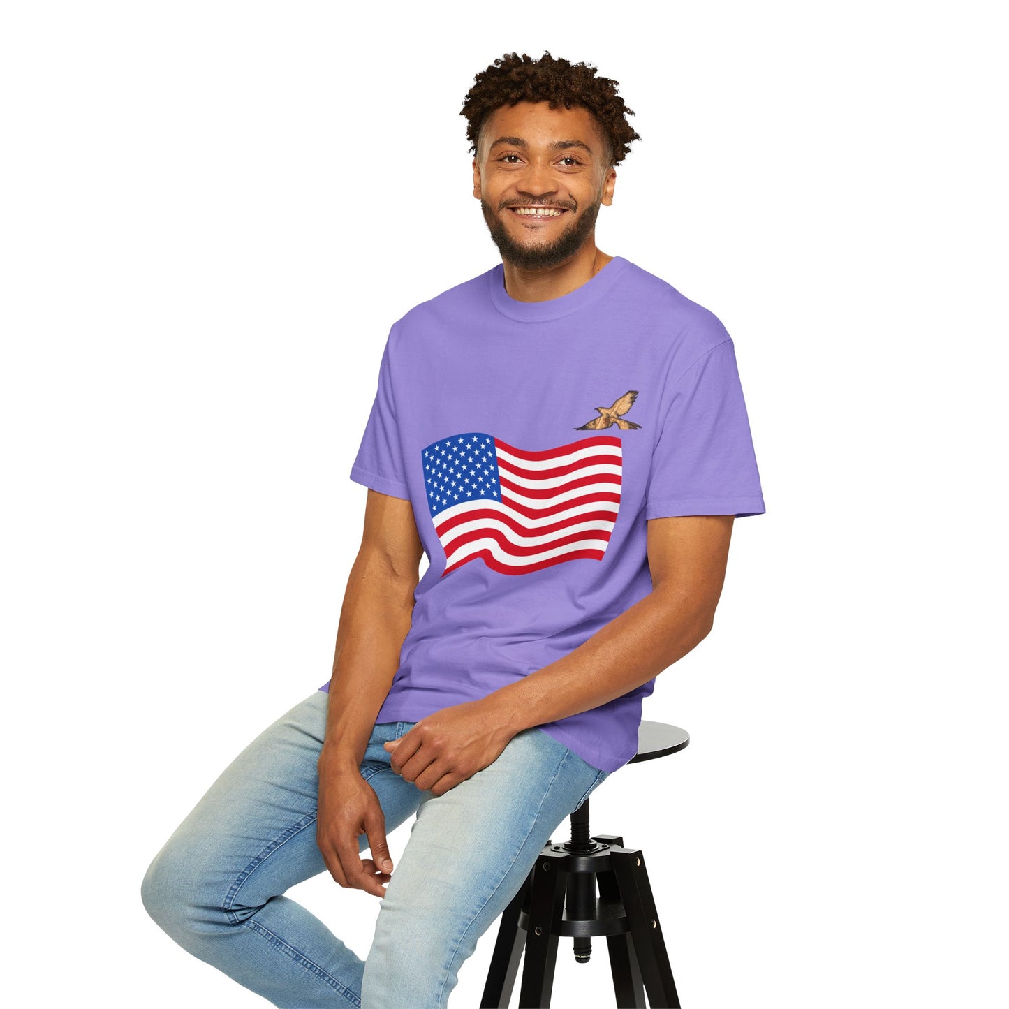 American Flag T-Shirt with Soaring Eagle – Patriotic USA Tee for 4th of July