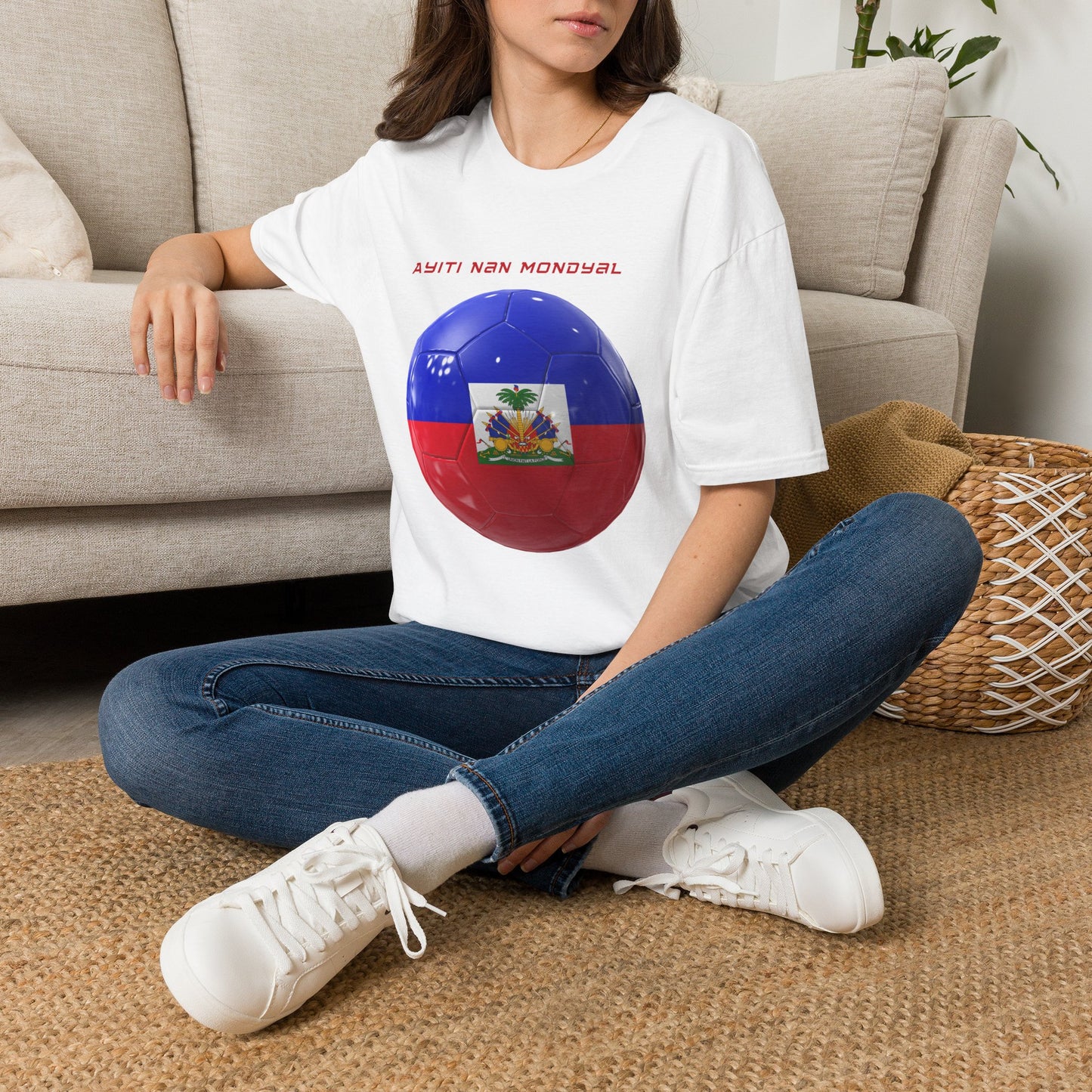Haiti Soccer Ball T‑Shirt — “Ayiti Nan Mondyal” Haitian Pride Tee