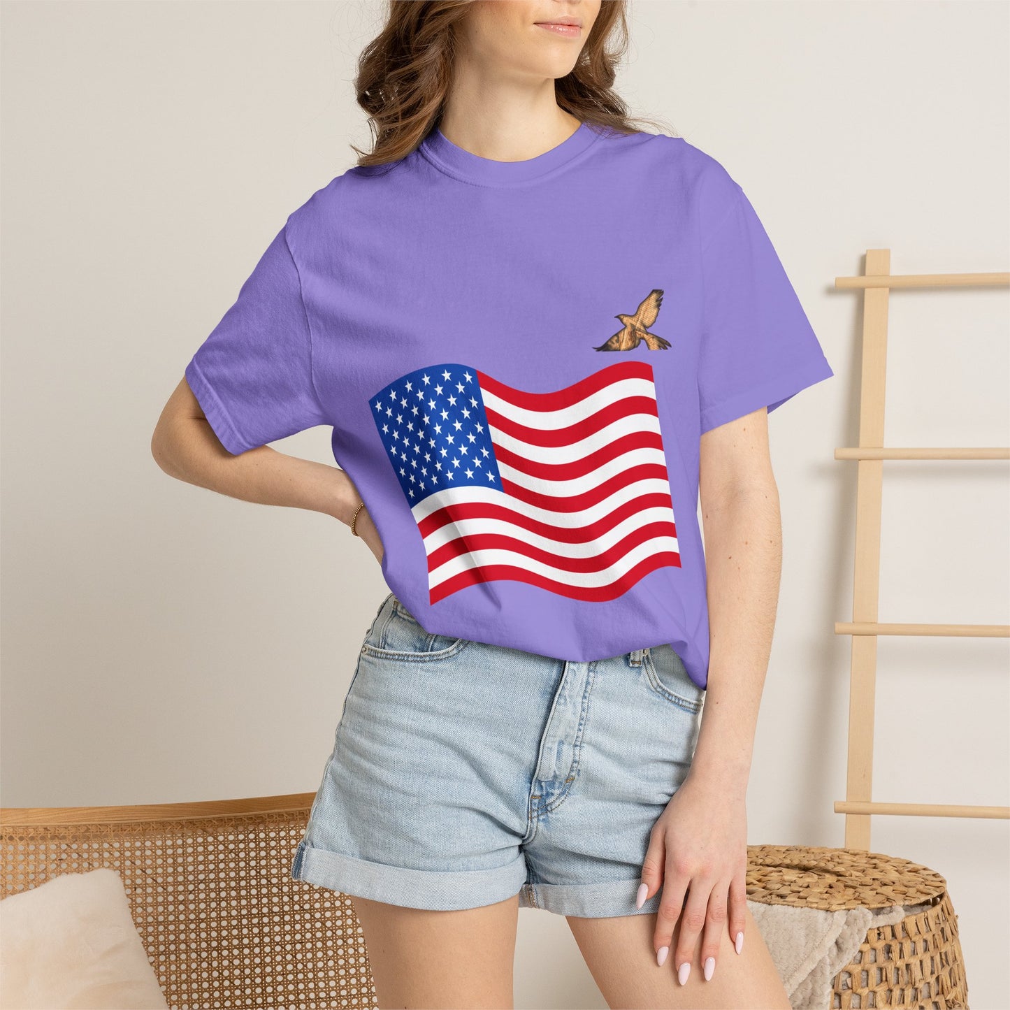 American Flag T-Shirt with Soaring Eagle – Patriotic USA Tee for 4th of July