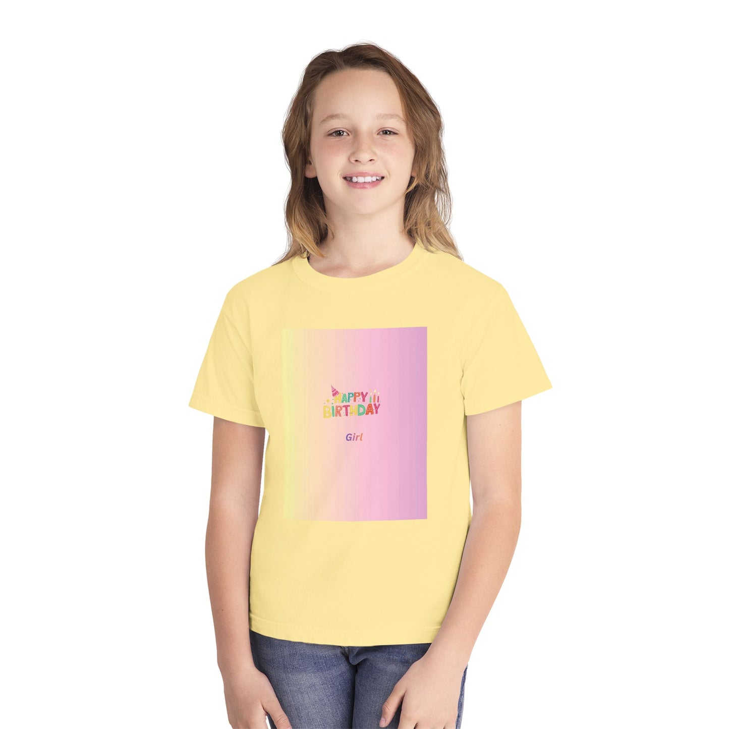 Birthday Kids Tee — Pastel "Happy Birthday" Graphic Youth T‑Shirt