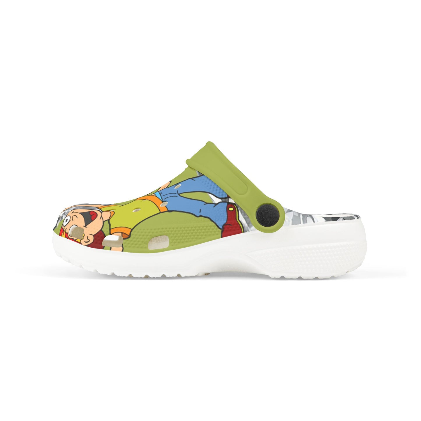 Kids Pirate Cartoon EVA Clogs — Lightweight Green Slip-On Shoes