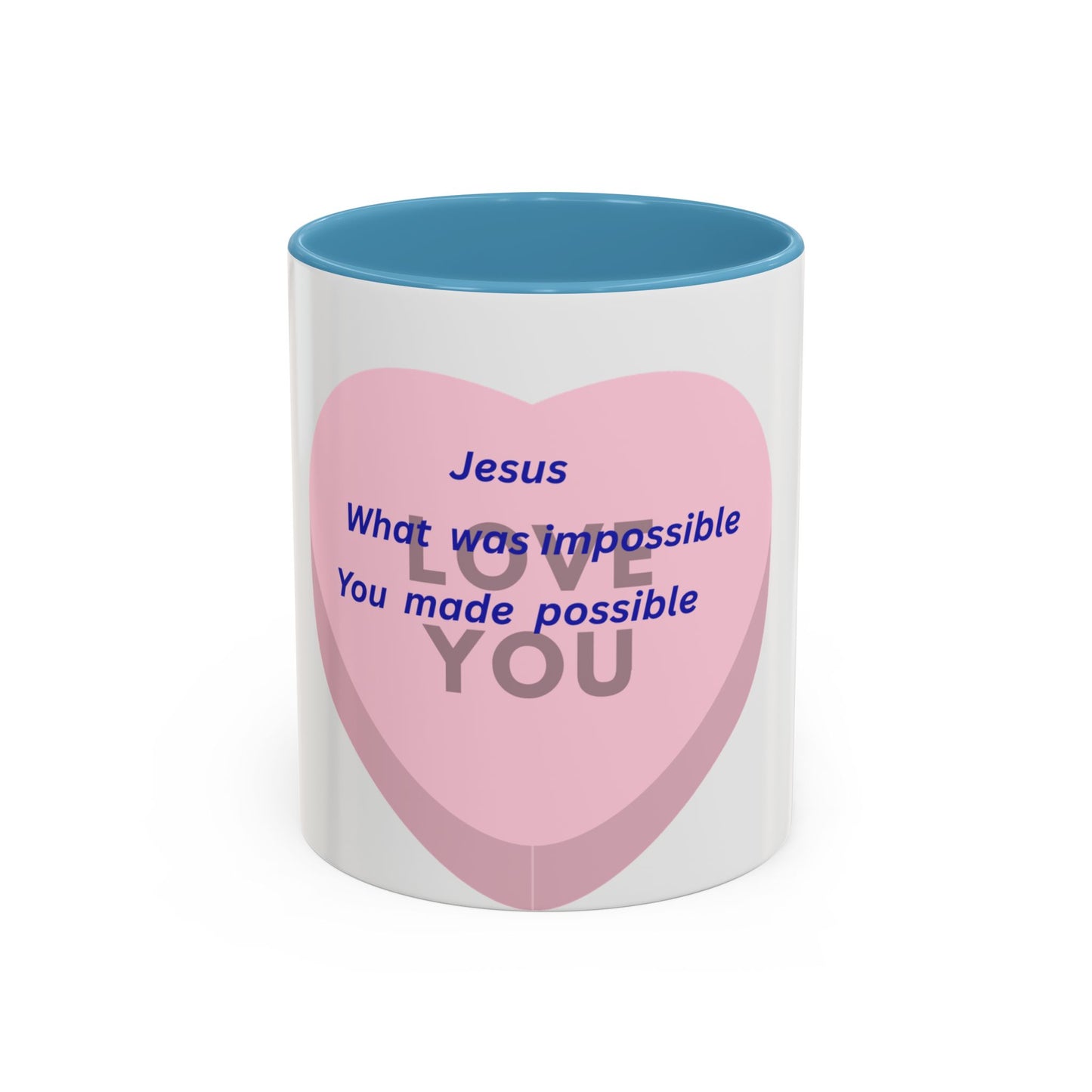Jesus Made Possible Coffee Mug — Inspirational Pink Heart Accent Mug (11/15oz)